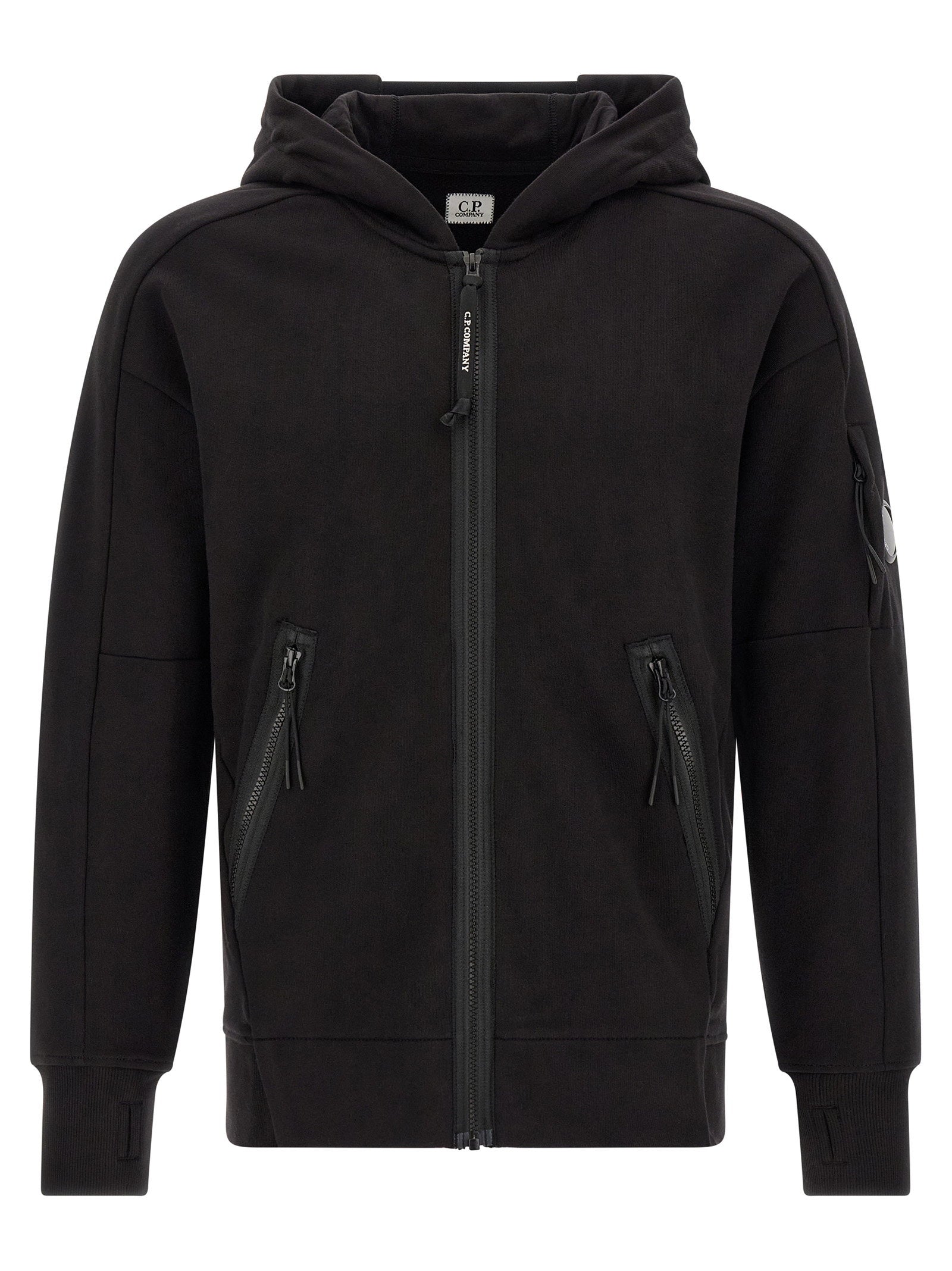 C.p. Company Diagonal Raised Fleece Sweatshirt With Lens Detail