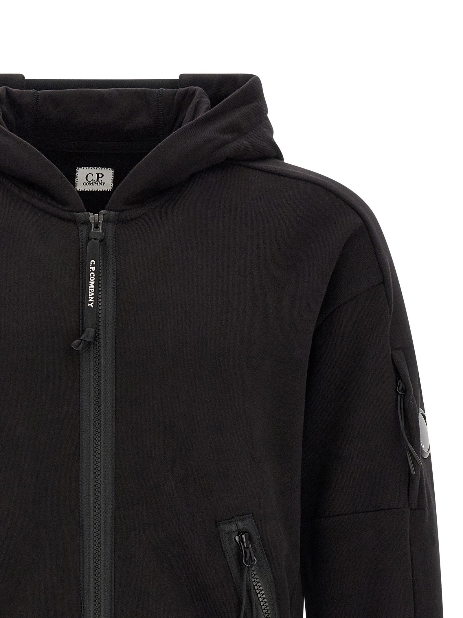 C.p. Company Diagonal Raised Fleece Sweatshirt With Lens Detail