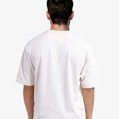 Rare Rabbit Men Reat Off White Cotton Polyester Fabric Short Sleeve Crew Neck Boxy Fit Printed T-Shirt