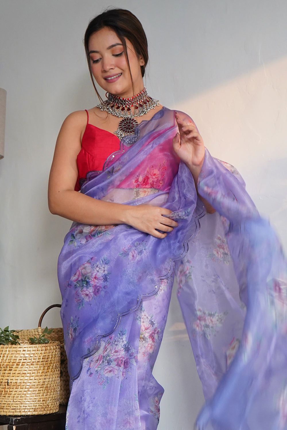 Azure Blue Organza Saree
