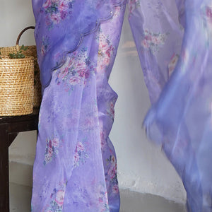 Azure Blue Organza Saree