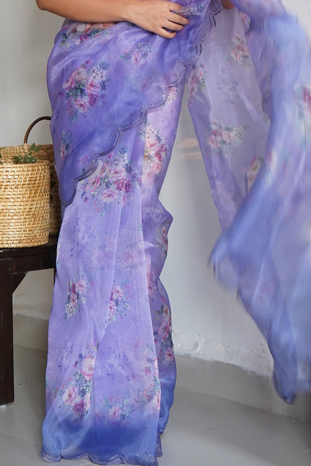 Azure Blue Organza Saree