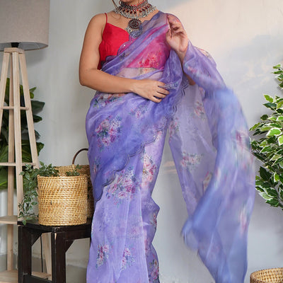 Azure Blue Organza Saree