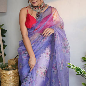 Azure Blue Organza Saree