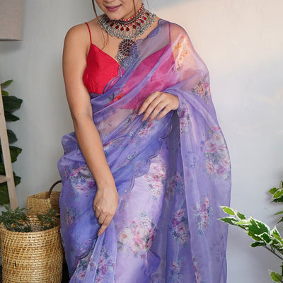 Azure Blue Organza Saree