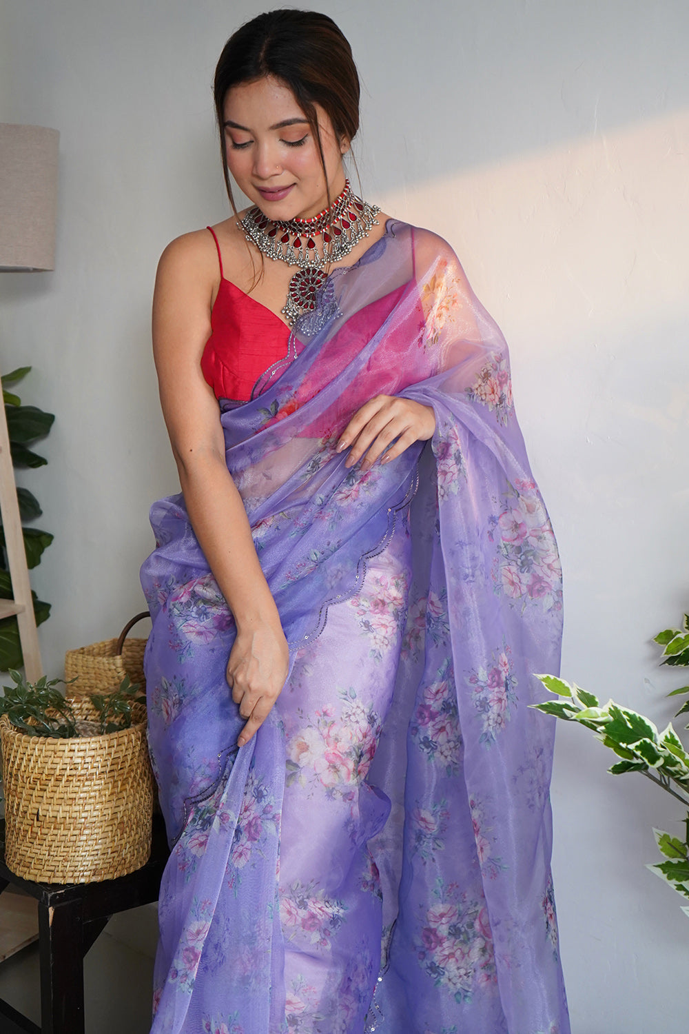 Azure Blue Organza Saree