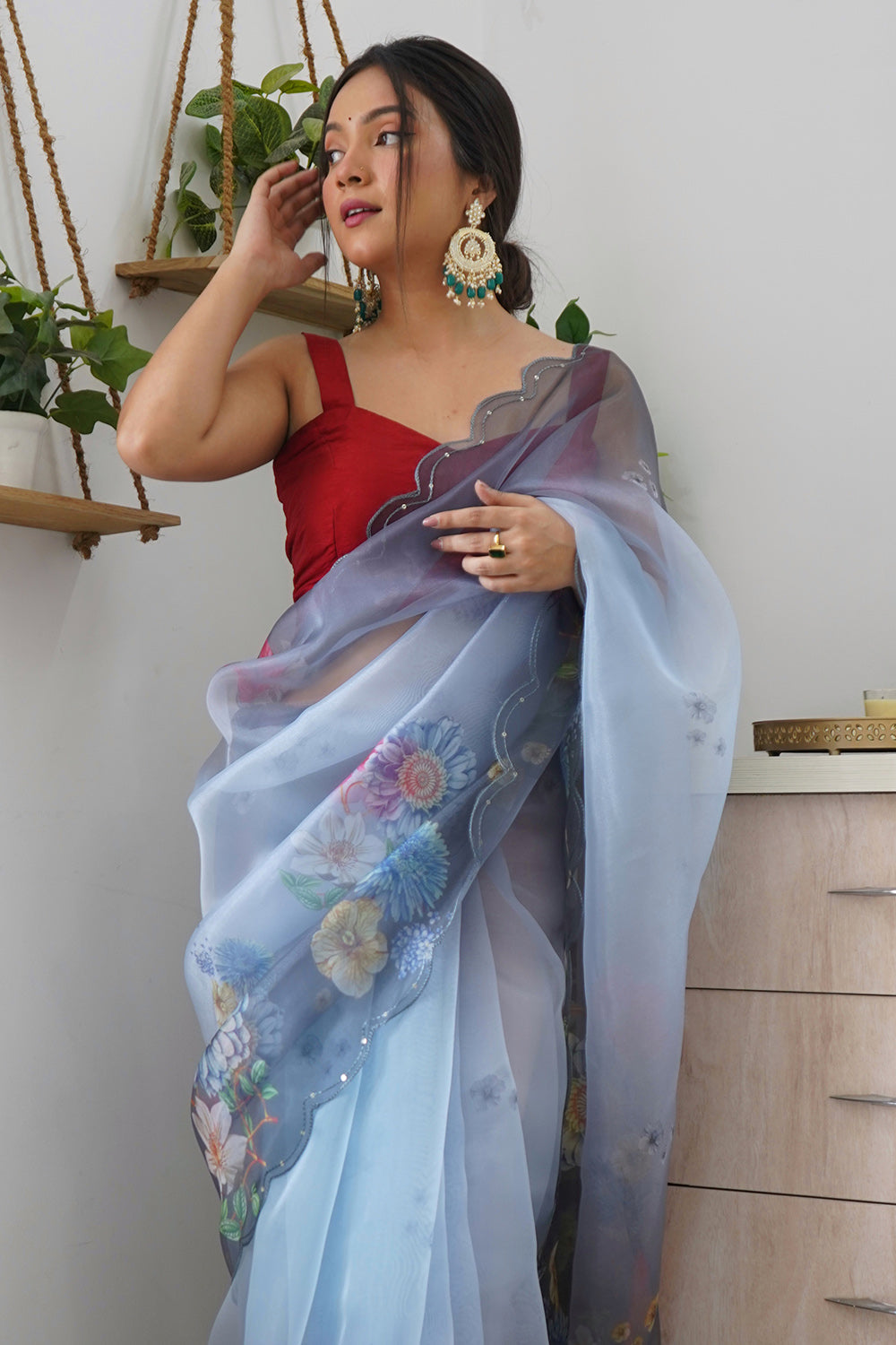 Coin Grey Organza Saree