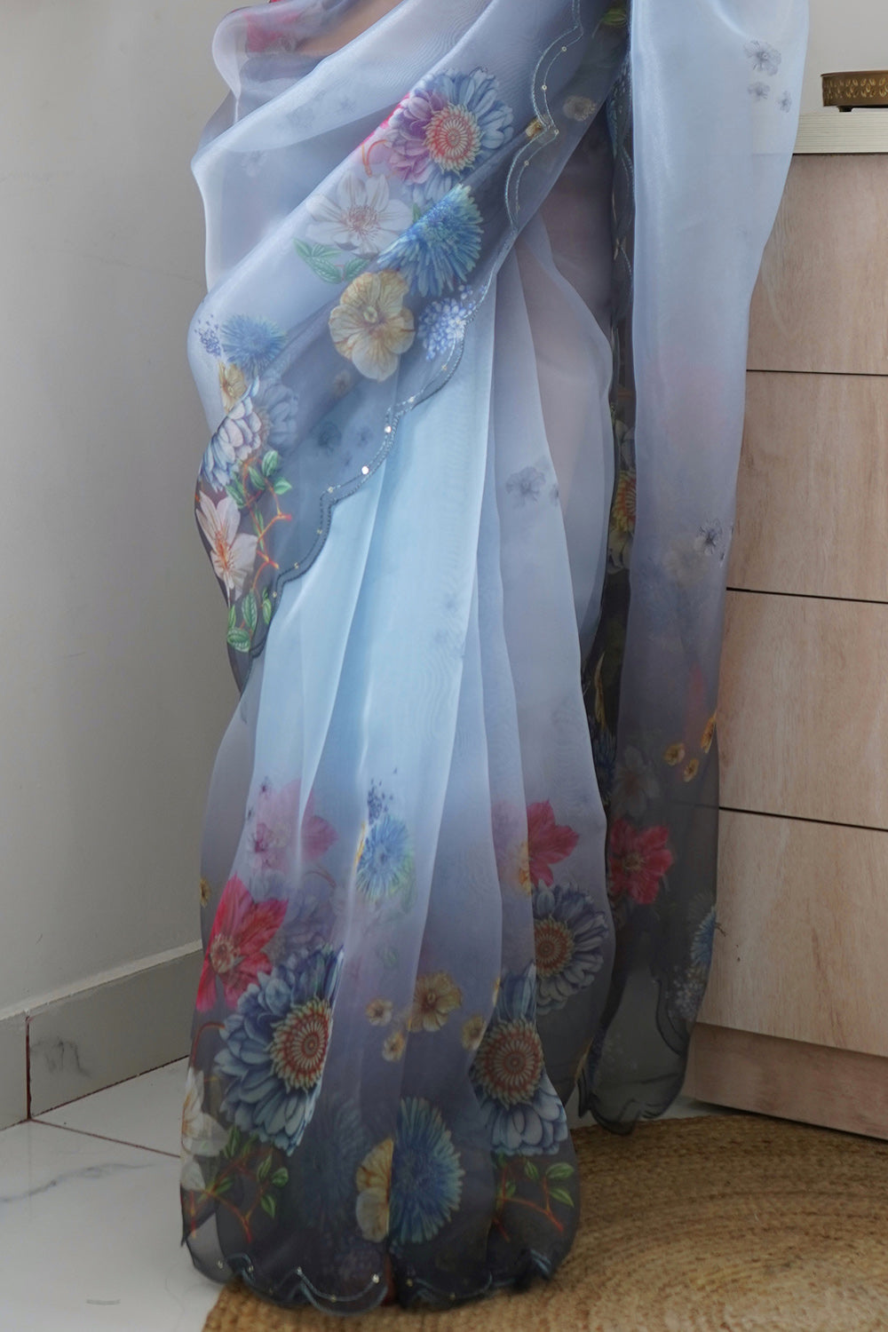Coin Grey Organza Saree