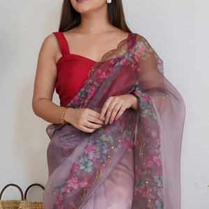 Multicolor Organza Saree