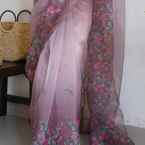Multicolor Organza Saree