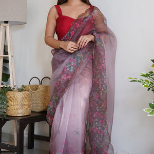 Multicolor Organza Saree