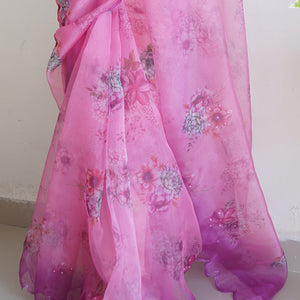 Taffy Pink Organza Saree
