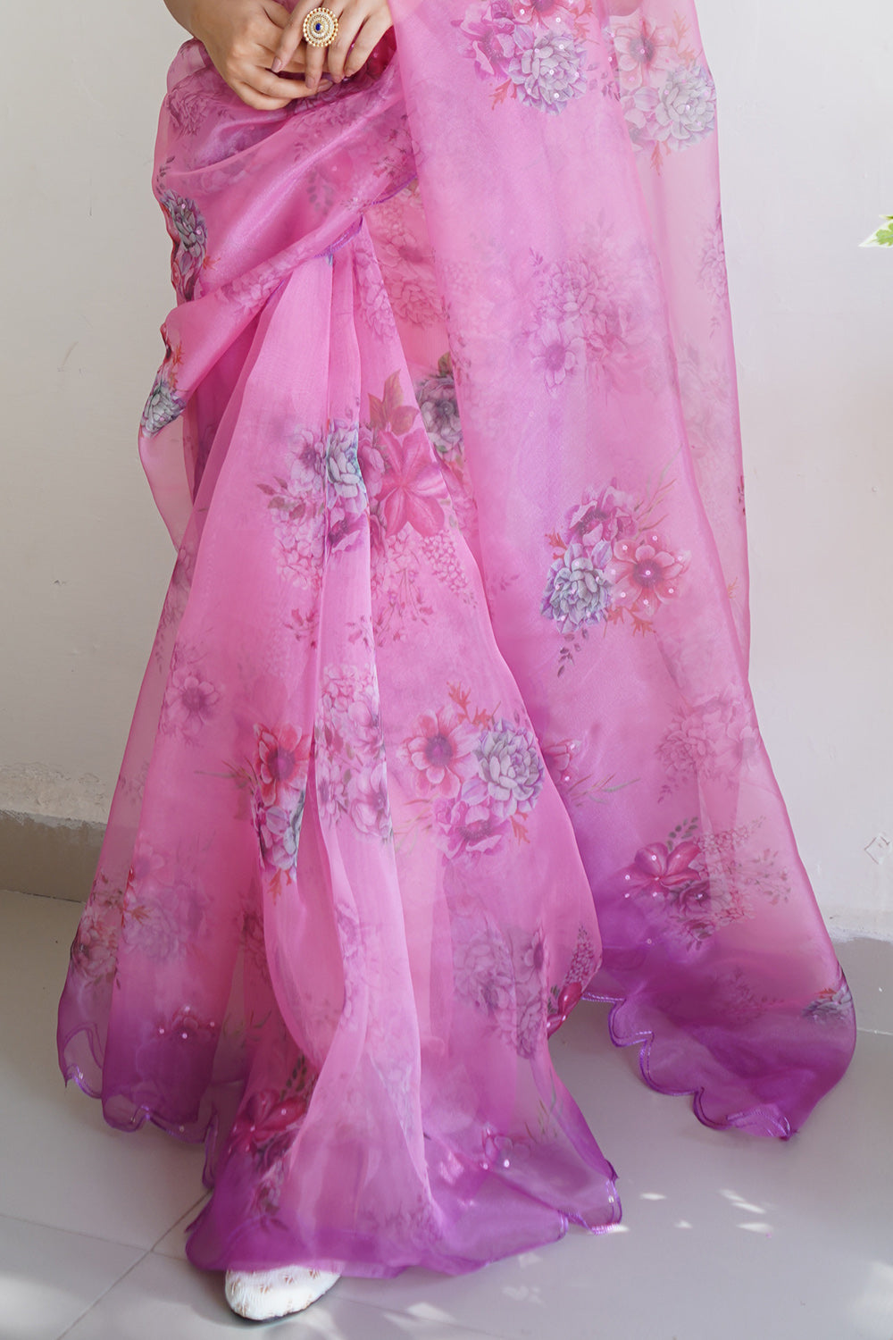 Taffy Pink Organza Saree