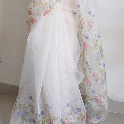 Swan White Organza Saree