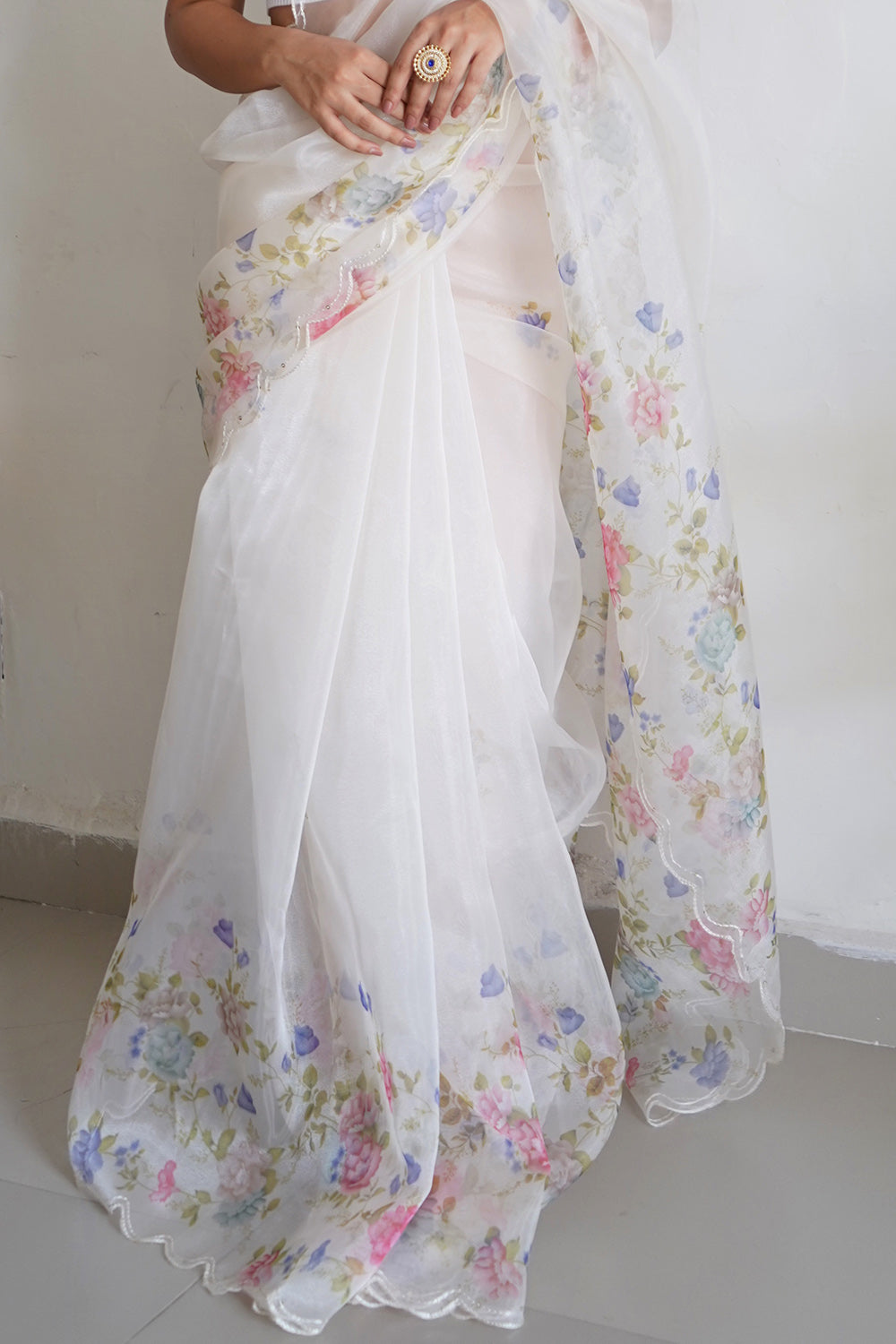 Swan White Organza Saree