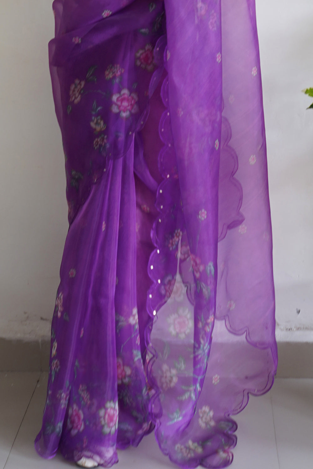 Indigo Wine Organza Saree