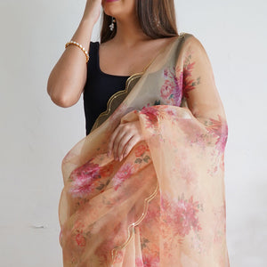 Buttermilk Yellow Organza Saree