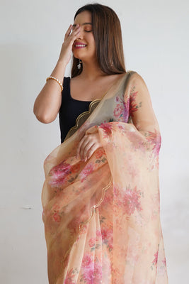 Buttermilk Yellow Organza Saree