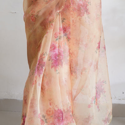 Buttermilk Yellow Organza Saree
