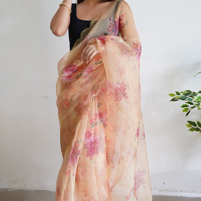 Buttermilk Yellow Organza Saree
