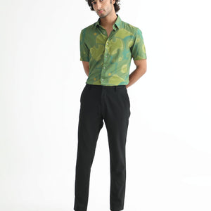 RARE RABBIT MEN'S RESOLUTE LIGHT GREEN SHIRT VISCOSE FABRIC SHORT SLEEVES SLIM FIT