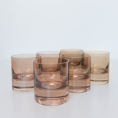 Estelle Colored Rocks Glass - Set of 6 {Mocha Mousse (Our Amber Smoke)}