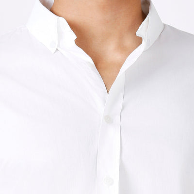 Solid Slim Fit White Casual Shirt