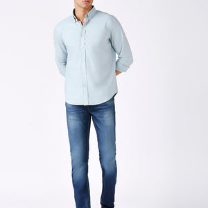 Solid Slim Fit Sea Green Casual Shirt