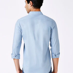 Solid Slim Fit Blue Casual Shirt