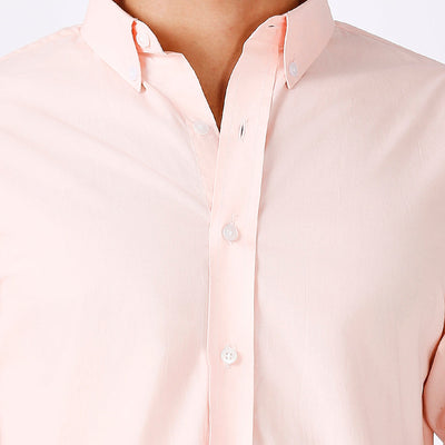 Solid Slim Fit Pink Casual Shirt