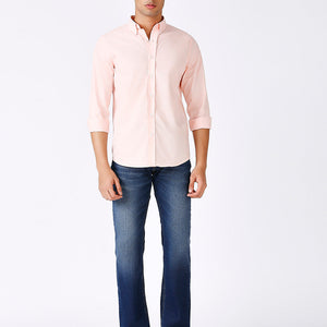 Solid Slim Fit Pink Casual Shirt