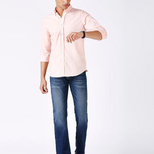 Solid Slim Fit Pink Casual Shirt
