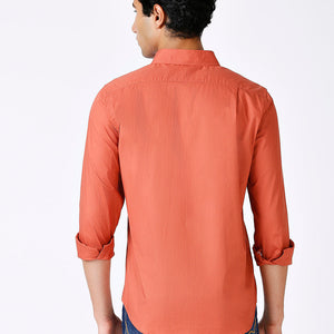 Solid Slim Fit Rust Casual Shirt