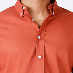 Solid Slim Fit Rust Casual Shirt