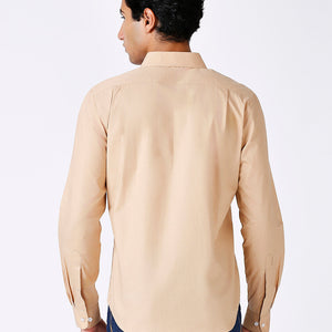 Solid Slim Fit Beige Casual Shirt