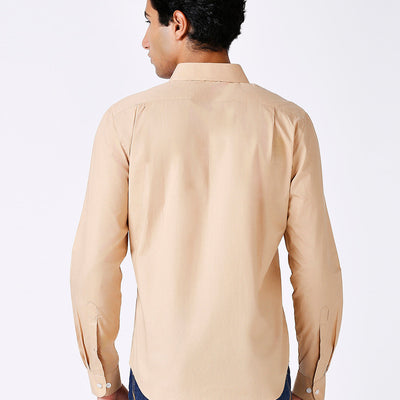 Solid Slim Fit Beige Casual Shirt