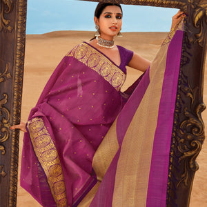 Crimson Handloom Lino Checks Silk Saree Coin Buttas