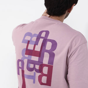 Rare Rabbit Articale Mens Roan Dusky Pink Cotton Polyester Fabric Short Sleeve Crew Neck Oversized Fit Graphic Printed T-Shirt