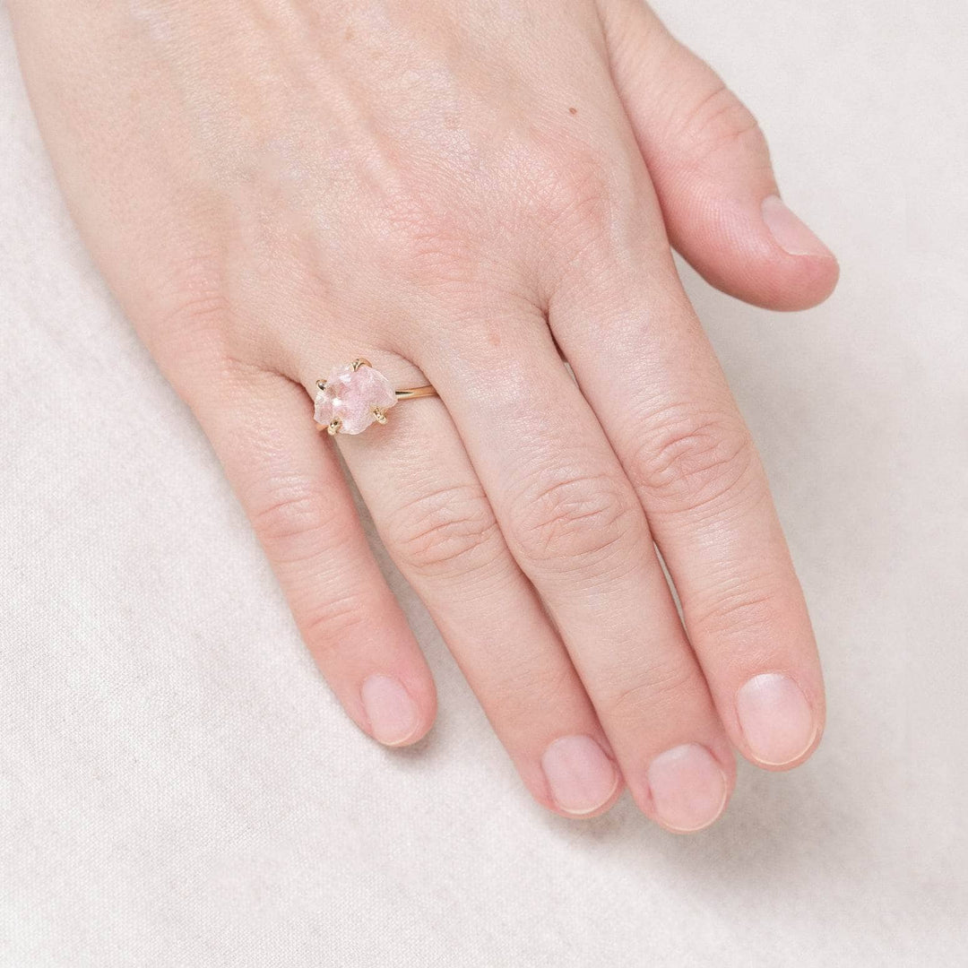 Rose Quartz Raw Freeform Gold or Silver Ring