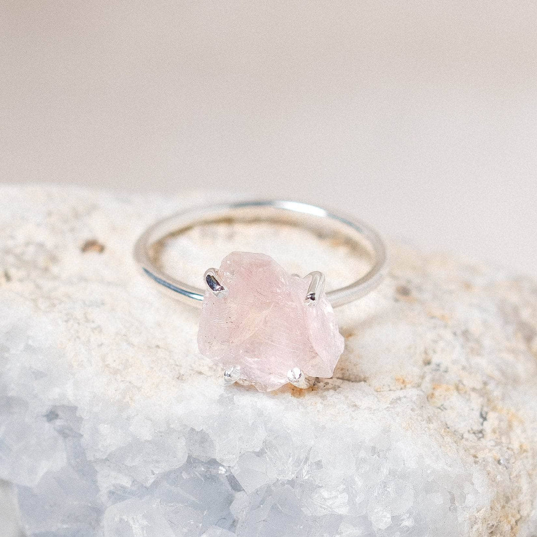 Rose Quartz Raw Freeform Gold or Silver Ring