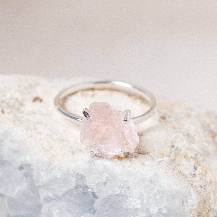 Rose Quartz Raw Freeform Gold or Silver Ring