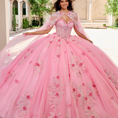 Strapless Cape Quinceanera Dress by Rachel Allan RQ1155