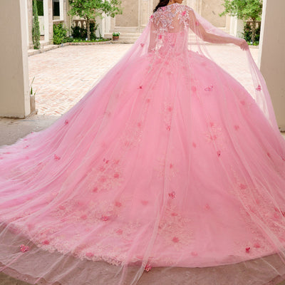 Strapless Cape Quinceanera Dress by Rachel Allan RQ1155