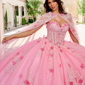 Strapless Cape Quinceanera Dress by Rachel Allan RQ1155