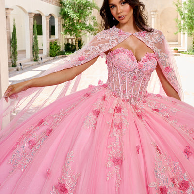 Strapless Cape Quinceanera Dress by Rachel Allan RQ1155