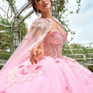 Strapless Cape Quinceanera Dress by Rachel Allan RQ1155