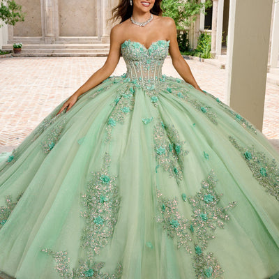 Strapless Cape Quinceanera Dress by Rachel Allan RQ1155