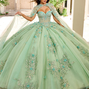 Strapless Cape Quinceanera Dress by Rachel Allan RQ1155