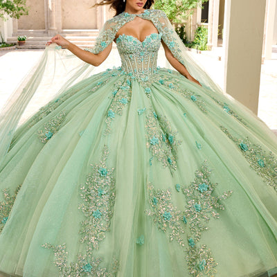 Strapless Cape Quinceanera Dress by Rachel Allan RQ1155