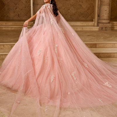 Strapless Cape Quinceanera Dress by Rachel Allan RQ1162